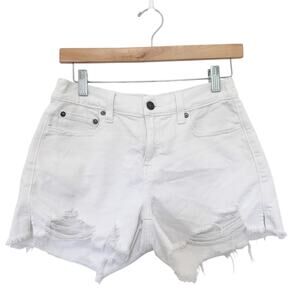 Aerie White Denim Distressed Jean Shorts Sz XS
